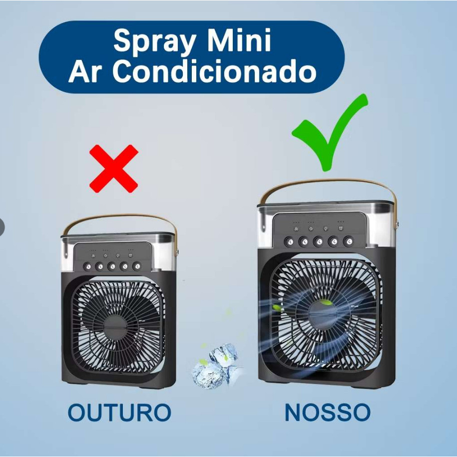Refrigerador De Ar Ventilador Umidificador Portátil Com Led Reservatório De Água Led Tipo C USB em Oferta na Shopee