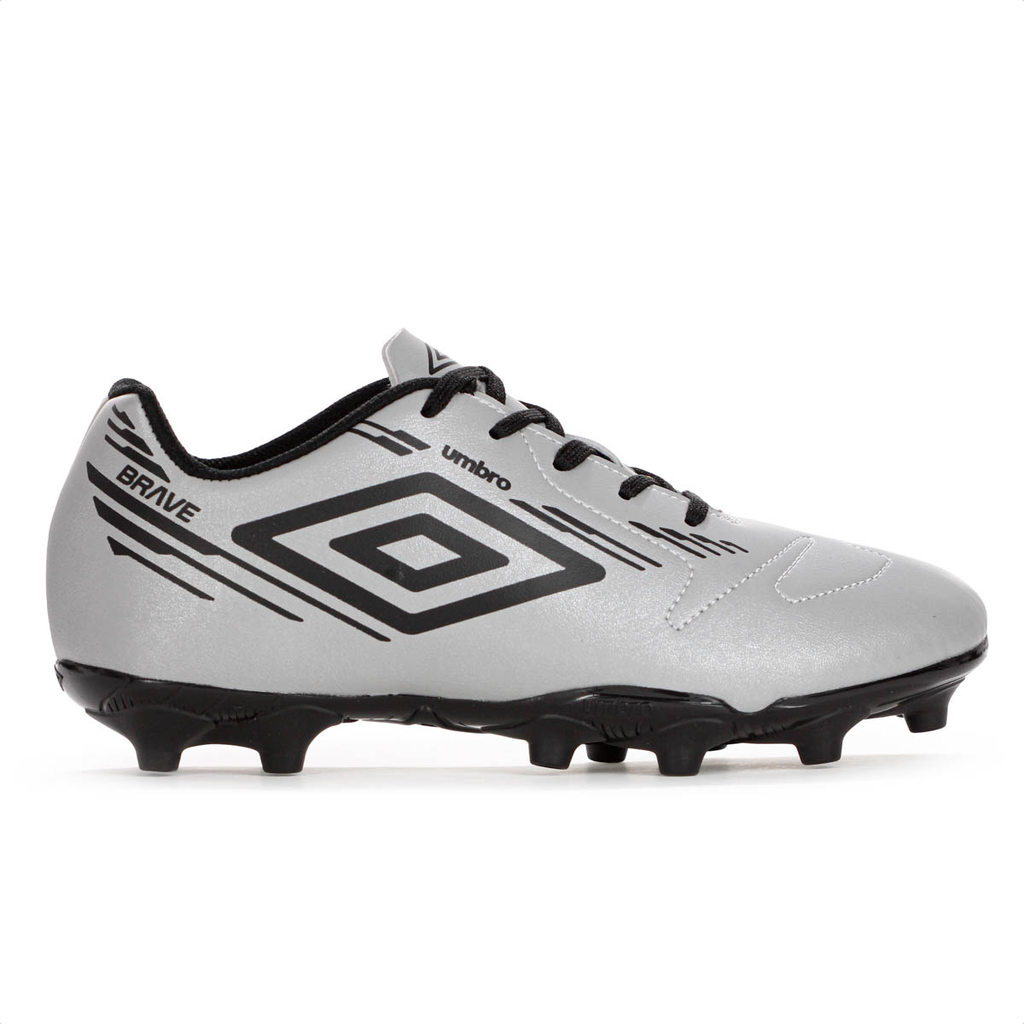 Chuteira Umbro Campo Brave Jr Prata e Preto - Juvenil