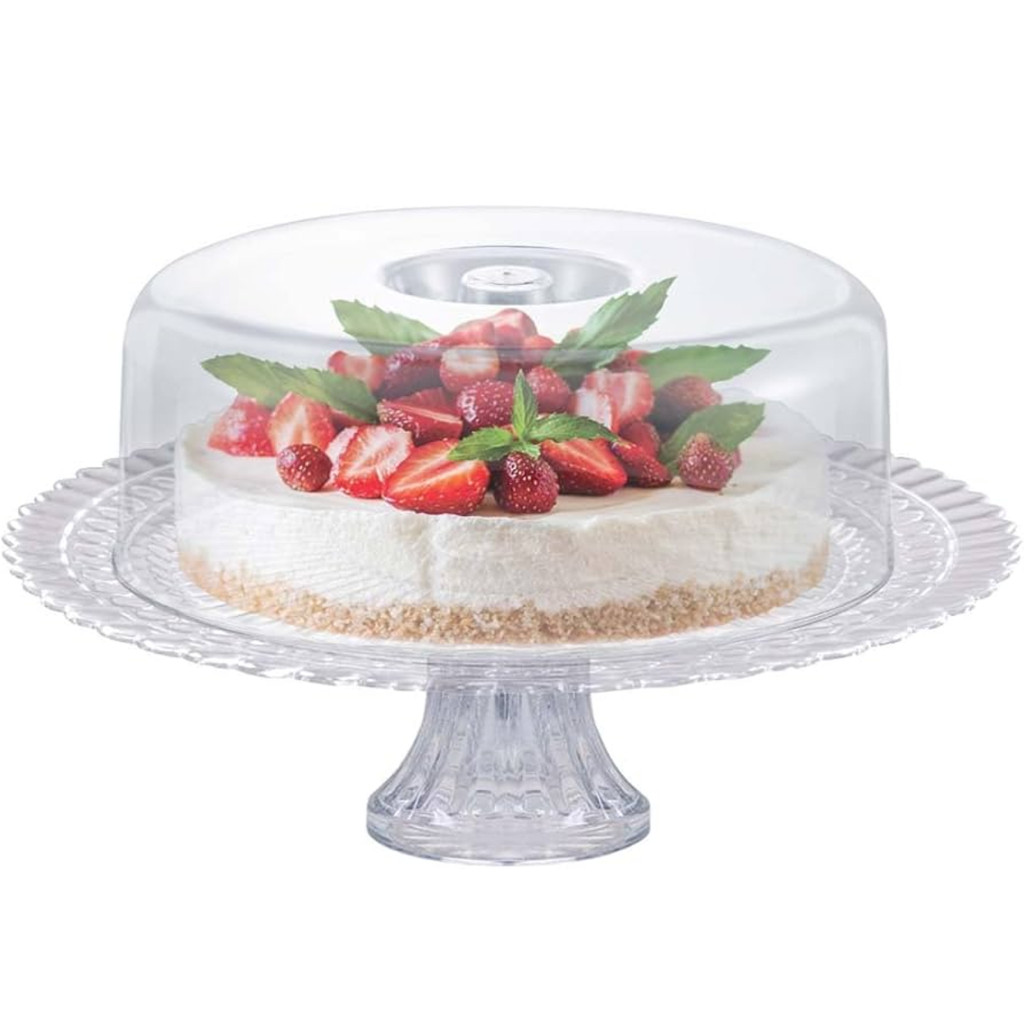 Boleira Prato Vidro Com Pé Tampa Casa Cozinha 32cm Porta Bolo Confeitaria Padaria Gourmet Luxo torta