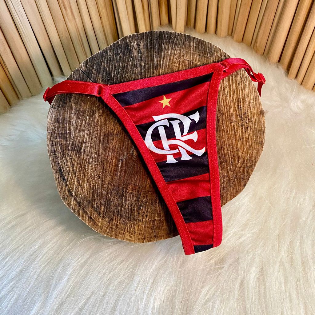 Calcinha de Time Fio Dental Rubro Negra Tamanho único com Regulagem