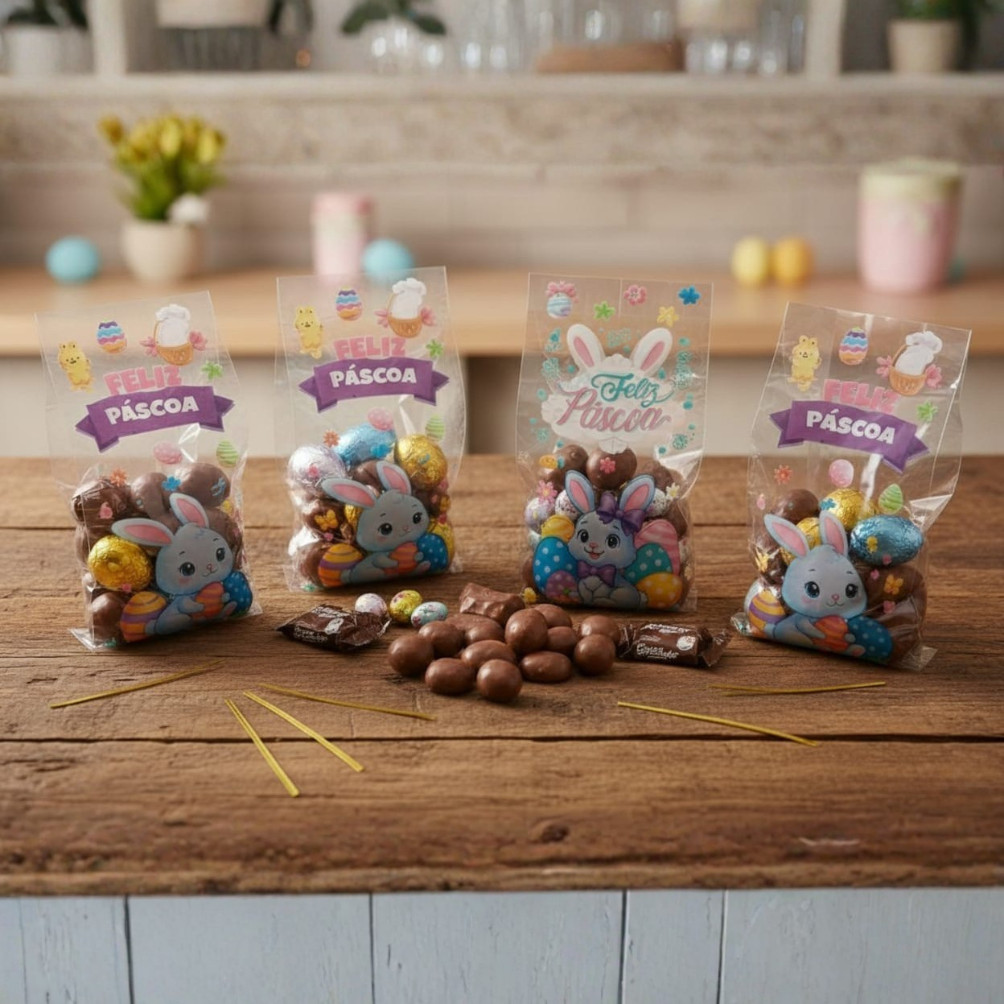 50 Embalagens de Pascoa com Arame Saco para doces e lembrancinhas decoração saquinho em Oferta na Shopee