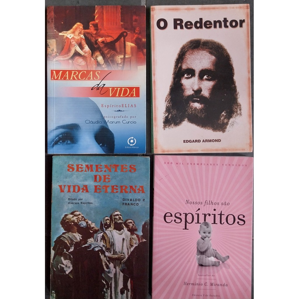 LIVRO, KIT(4),RELIGIÃO,1. SEMENTES DA VIDA ETERNA, 2. NOSSOS FILHOS SÃO ESPÍRITOS, 3. MARCAS DA VIDA, 4. O REDENTOR