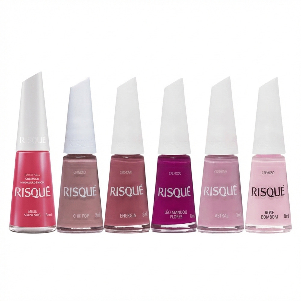 Kit 6 Esmaltes Risqué Rosas mais vendidos em Oferta na Shopee