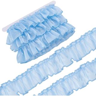 FREEBLOSS 6,6 Jardas de Renda de Organza com Borda de Renda, Fita de Renda com Babados de 2" de Largura, Rendas de Costu