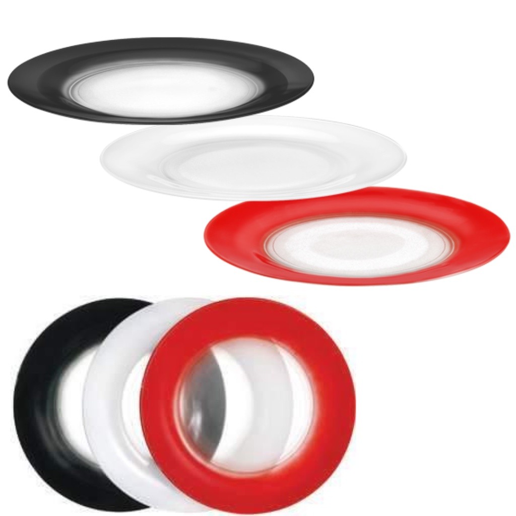 Kit 6 Pratos Rasos Vidro Colorido Wheaton Confetti 27cm