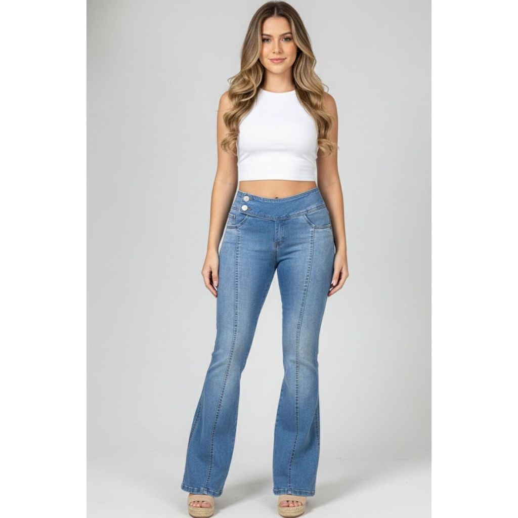 Calça Flare Feminina Premium Planet Girls Jeans Claro