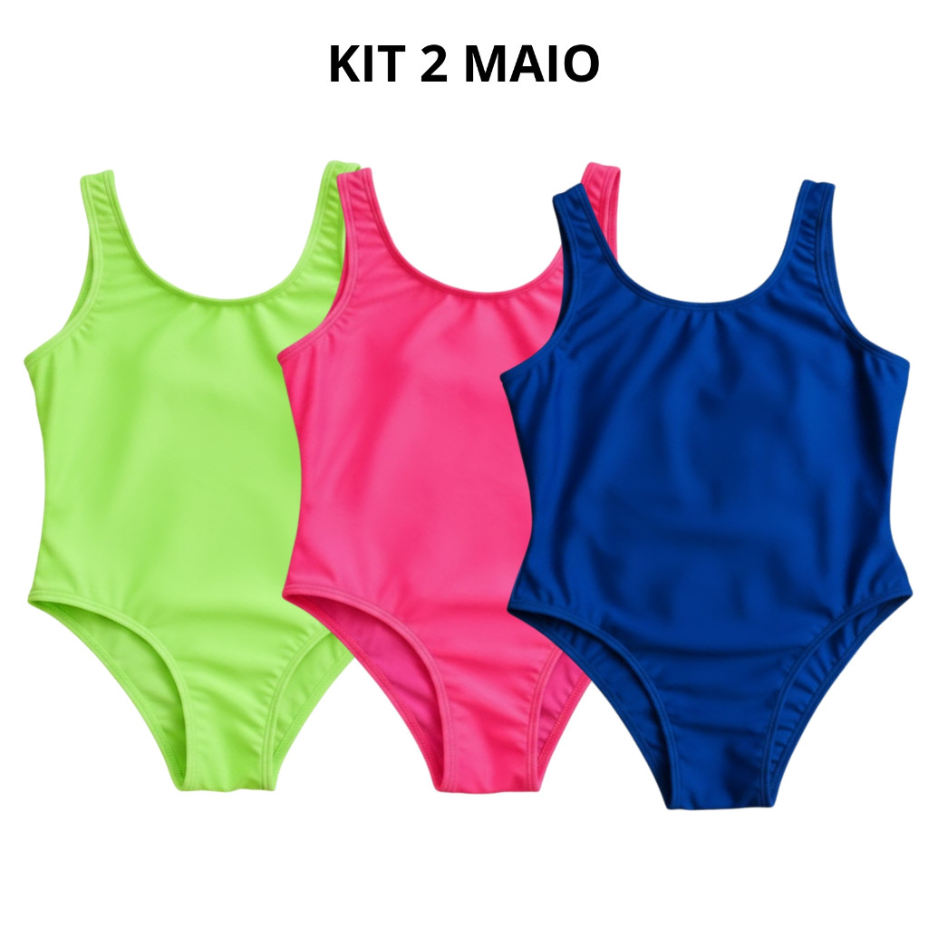KIT 2 Maiô Infantil 2 ao 10 Anos | Tecido Suplex Leve e Confortável | Várias Cores em Oferta na Shopee