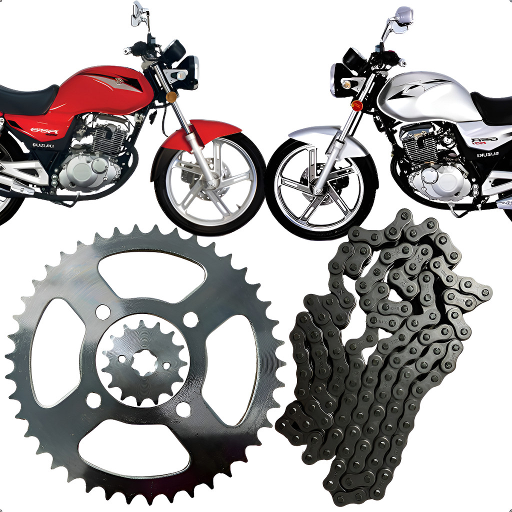 Kit Relação Transmissão Completo com Coroa Pinhão Corrente Suzuki Gsr 150i 2011 2012 2013 2014 2015 2016