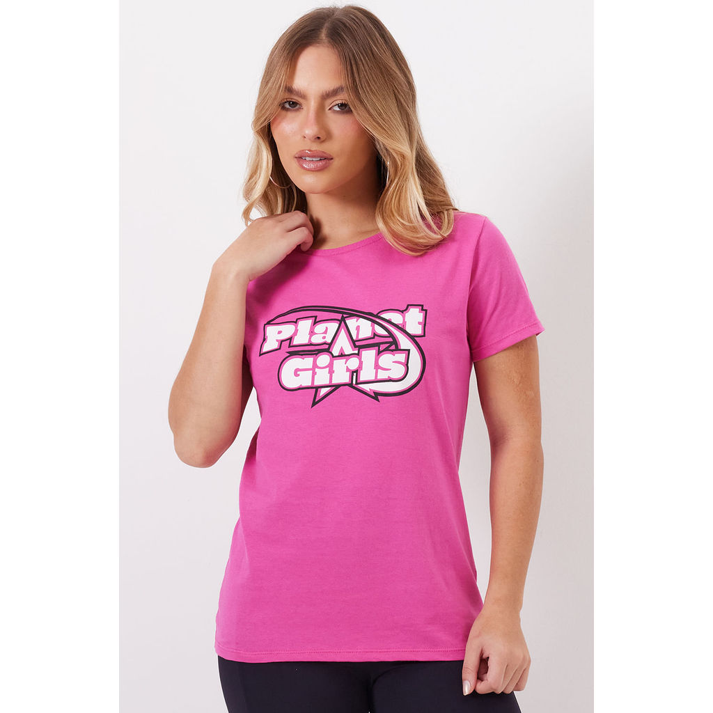 T-Shirt Feminina Casual Planet Girls Rosa em Oferta na Shopee