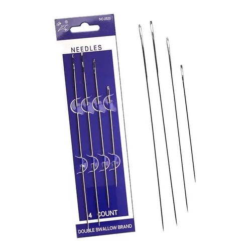 Kit 4 Agulhas Longas Para Boneca de Pano Feltro e Artesanato Costura Manual