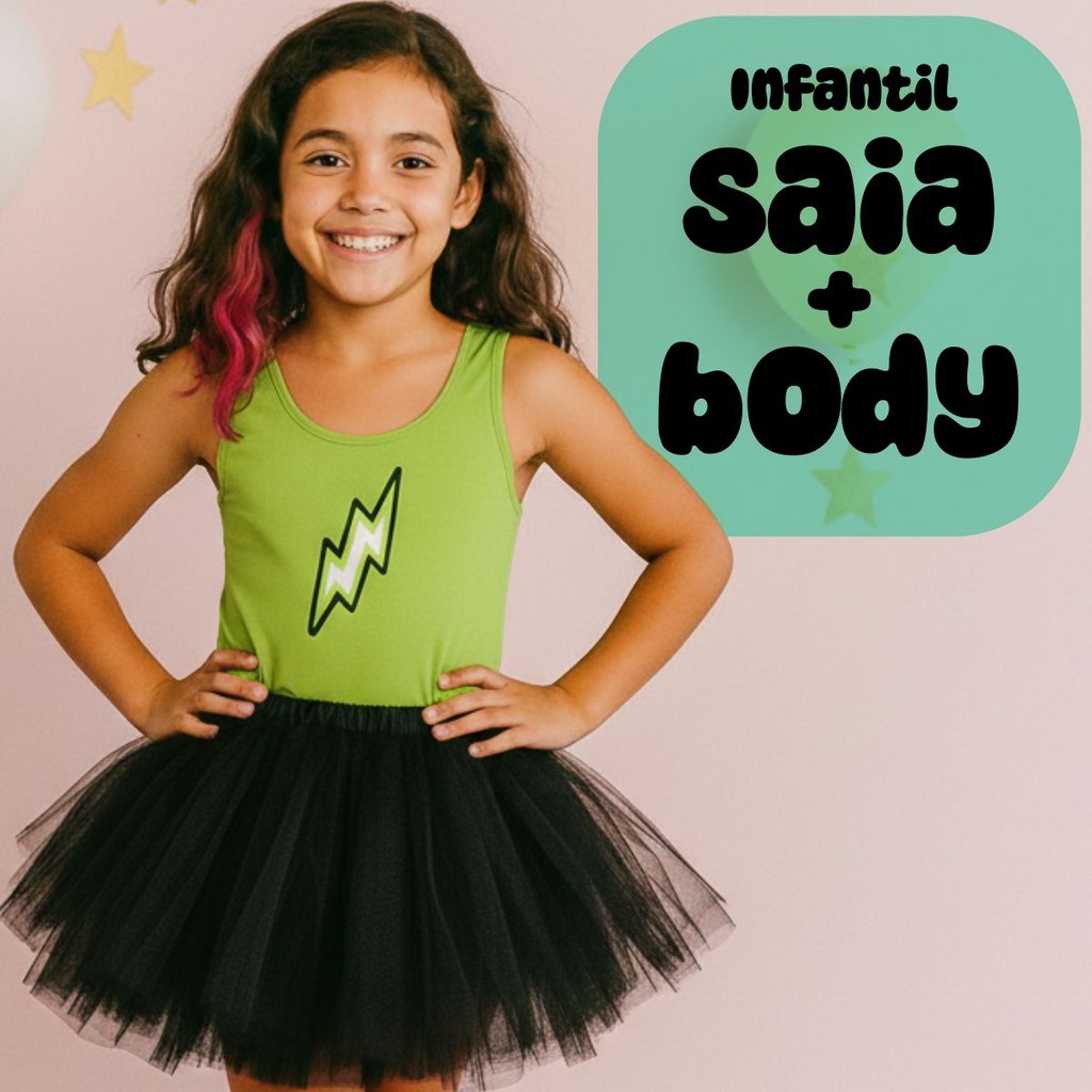 Conjunto Saia De Tule e Body Collant Infantil Verde Tropa dos Rosa (Emily Vick) - Verde Raio do Void