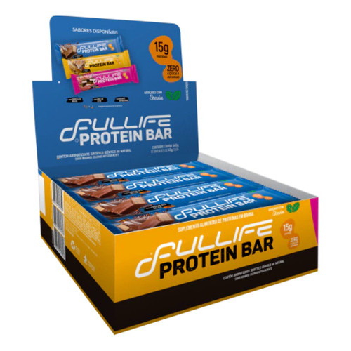 Barra de Proteína FullLife Protein Bar 15g Proteína por Barra Caixa com 12 Unidades 540g em Oferta na Shopee