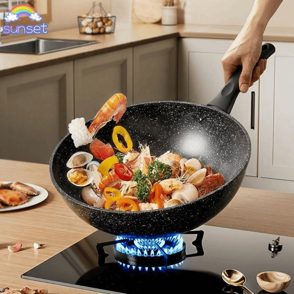 Imagem Frigideira Antiaderente SUNSET , Wok Chinês Profissional Fácil De Limpar , Panela De Cozinha Multifuncional