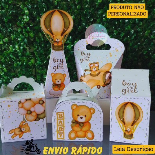 PEGUE E MONTE  Kit Festa Pronta Entrega Chá Revelação Verde Lembrancinhas Caixinhas para festa