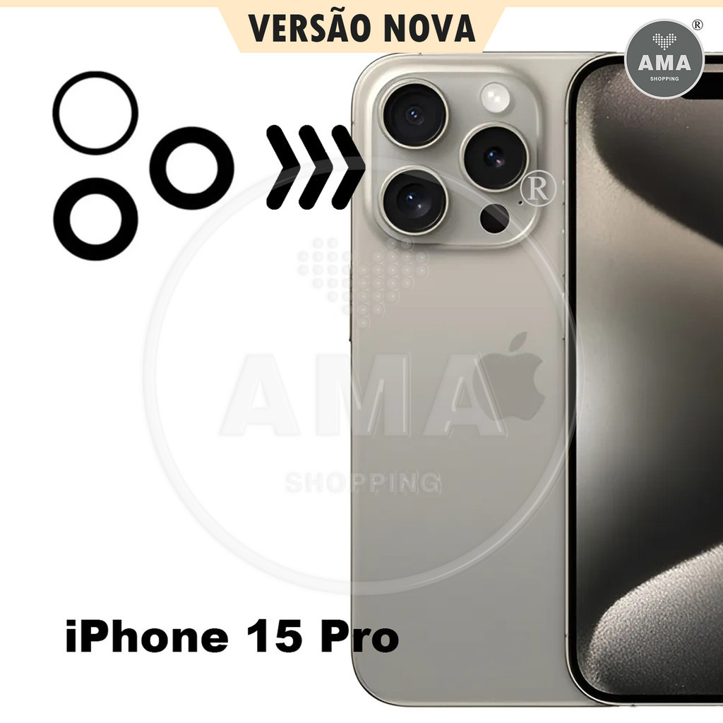 【iPhone 15 Pro】Lente de Vidro Câmera Traseira Original Reposição Peça Nova Promoção em Oferta na Shopee