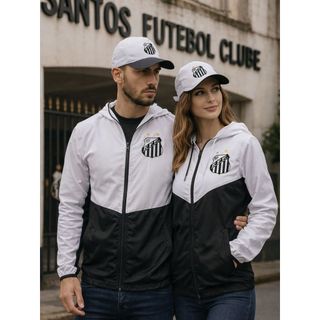 Kit 2 blusas do Santos Casal Unissex Masculina Feminina Algodão Torcida Futebol Moda Esportiva Casual