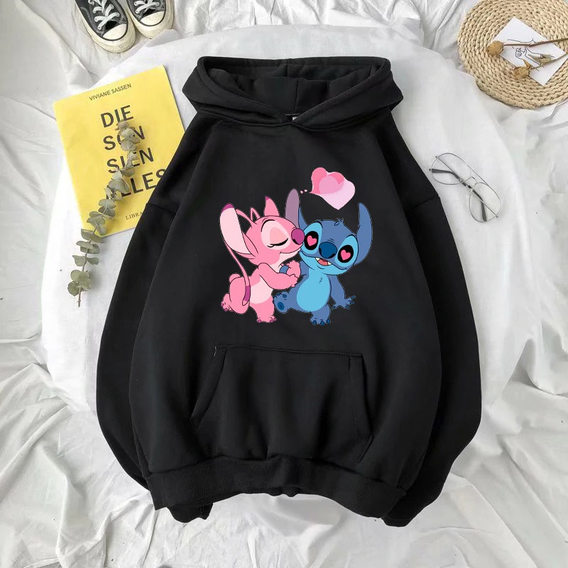 Blusa De Moletom Feminino Casaco  Lilo Stitch  Casal Personalizado Linha premium com Bolso e Capuz