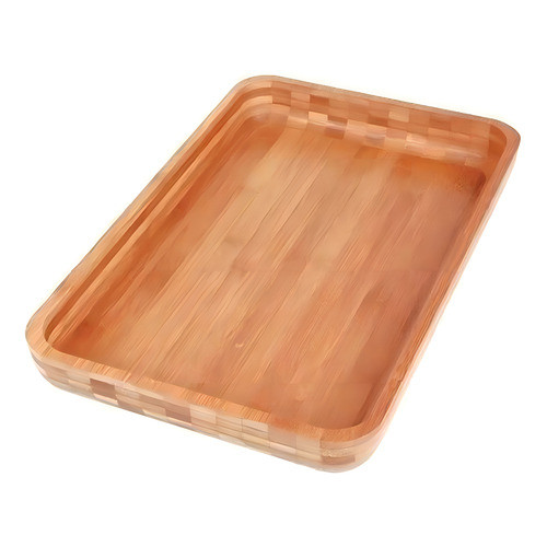 Gamela Bandeja De Madeira Bamboo Retangular 30x45cm Mor