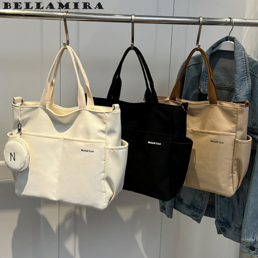 Bolsa Feminina Tote Em Nylon Casual, Grande Capacidade, Alça De Ombro E Mão, Bolsos Múltiplos, Uso Diário em Oferta na Shopee