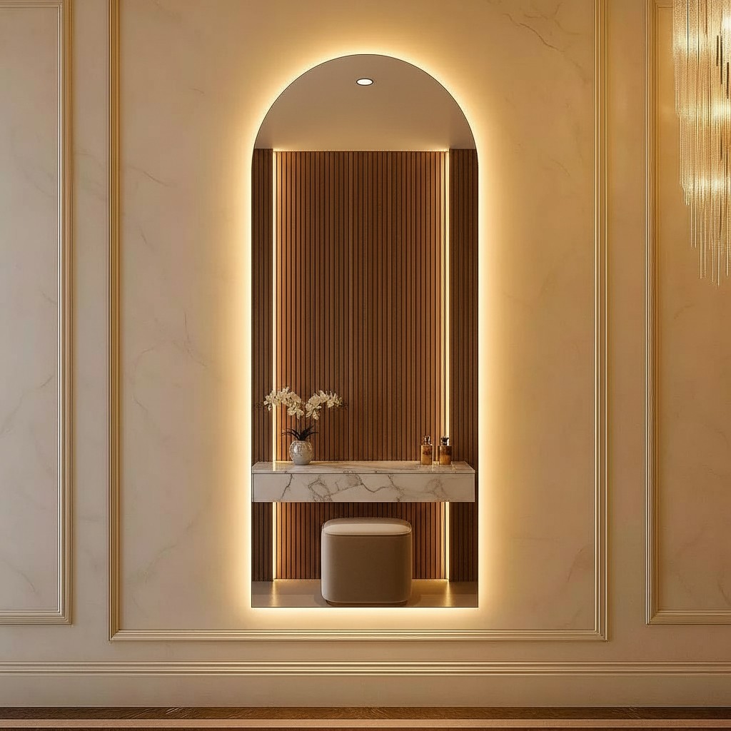 Espelho de Corpo Inteiro Oval Madri com Led 120cm x 50cm Led Frio e Quente Para Quarto Salão Loja em Oferta na Shopee