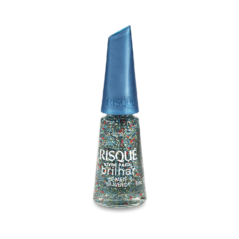 Esmalte Risqué Livre para Brilhar Glitter Azul De Paetê na Avenida em Oferta na Shopee