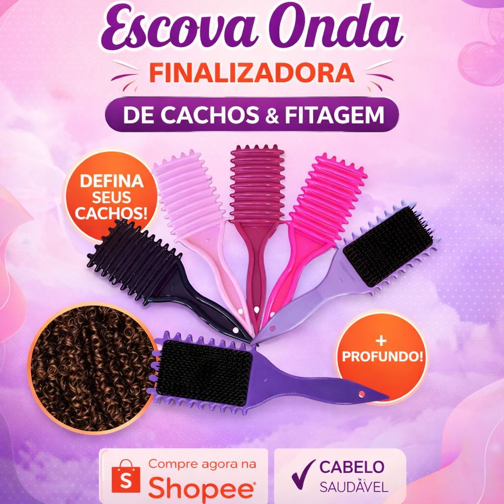 Escova Onda finalizadora Beauty Flash Finalização de cachos e fitagem cabelo cacheado em Oferta na Shopee