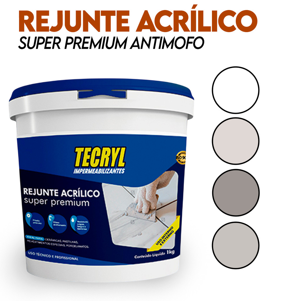Rejunte Acrílico Pronto Para Uso Biomassa 1kg Diversas Cores Cerâmica Porcelanato Pastilha
