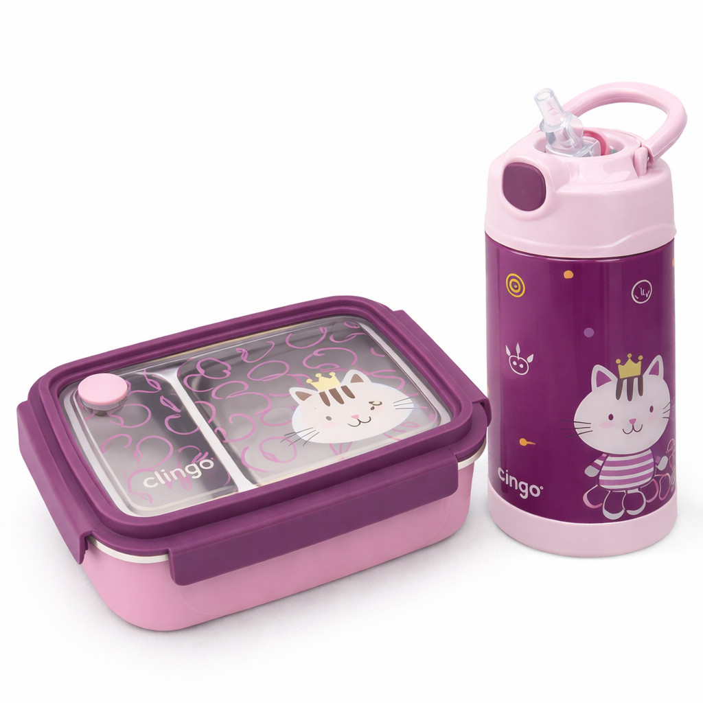 Marmita Pote Bento Box Infantil  Termica Desmontael Inox Crianca Menino Menina Azul Roxo Kit Escolar em Oferta na Shopee