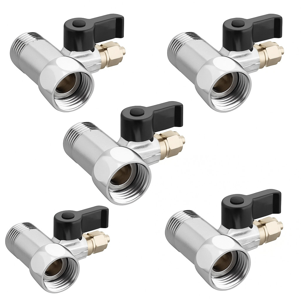 Kit com 5 Conector Adaptador de Metal  Rosca ½ e ¼