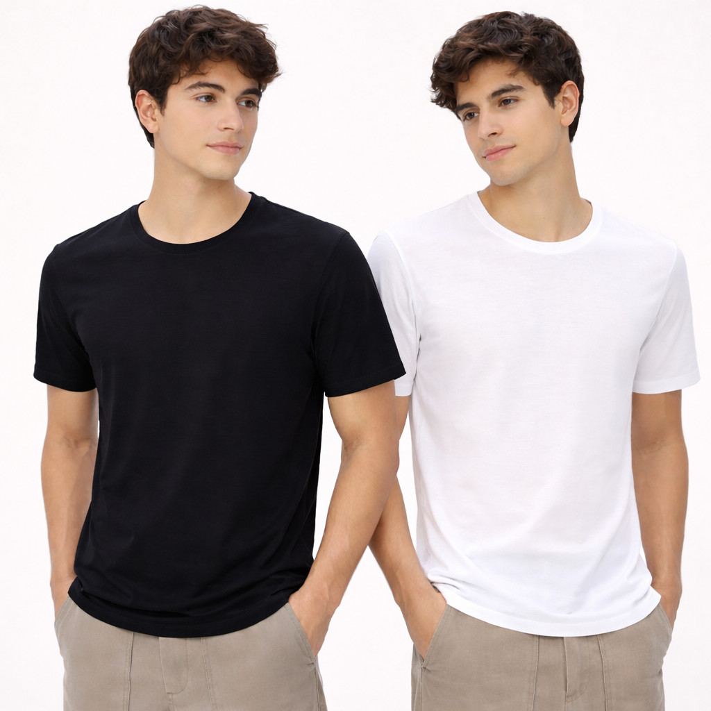 Kit 2 Camisetas Masculinas Algodão 100% Básica Premium Casual em Oferta na Shopee