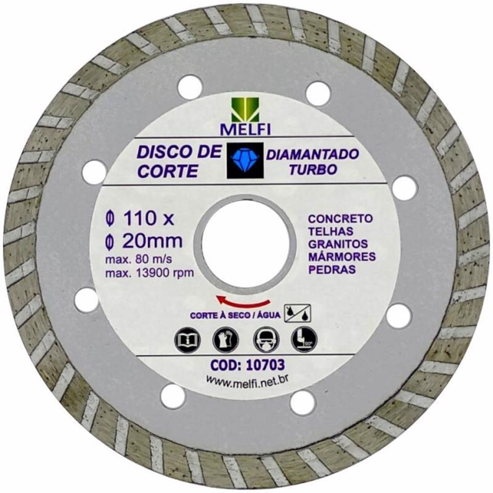 Disco Diamantado Turbo Eco 110x20mm Melfi Para Cerâmica Porcelanato Concreto