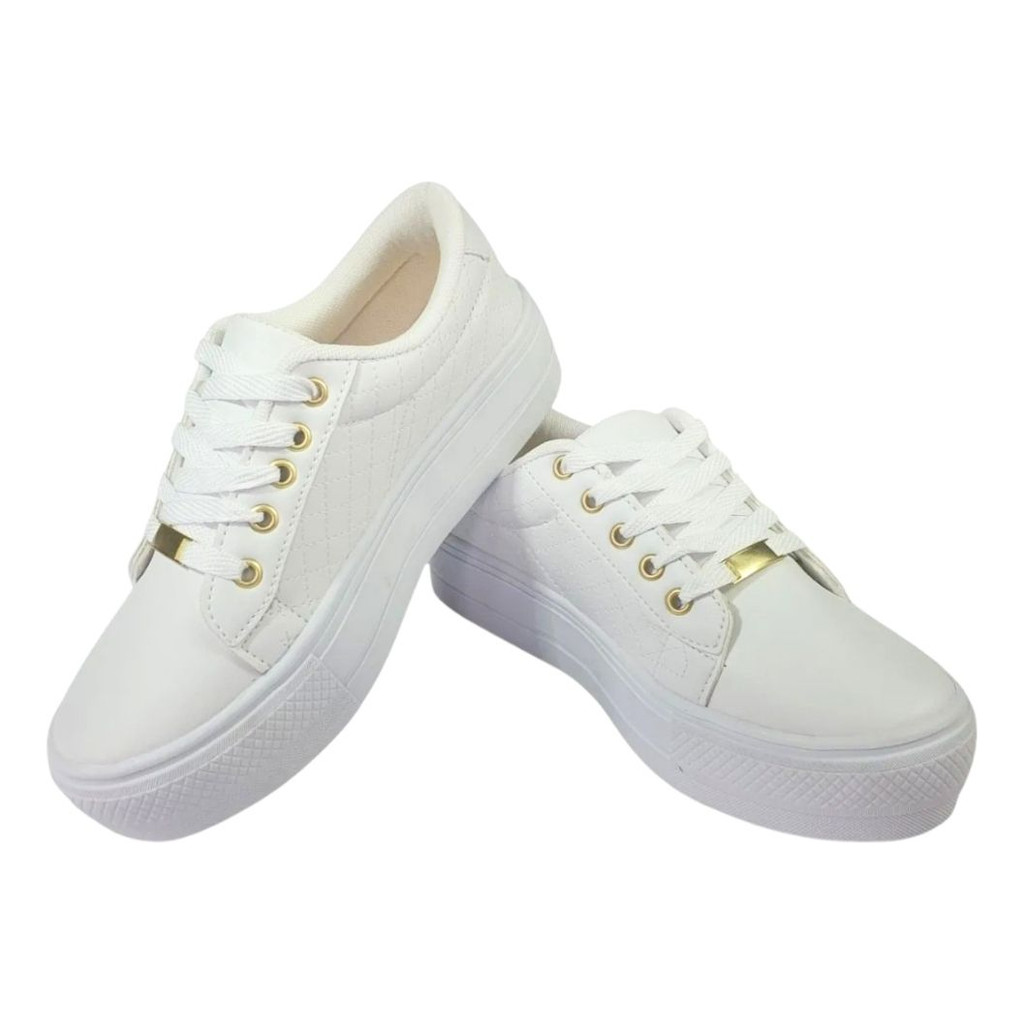 Tenis Feminino Casual Dia A Dia Branco Ou Preto Confortável