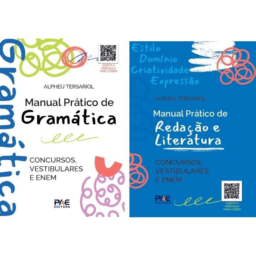 Imagem KIT ENEM E CONCURSOS - LIVROS: MANUAL PRÁTICO DE REDAÇÃO E LITERATURA E GRAMATICA