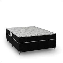 Cama Box Viúva + Colchão D33 One Face - Suede Preto