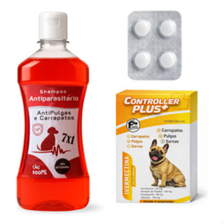 Kit Shampoo Antiparasitário Ivermectina 3mg  Cães 7kg A 15kg em Oferta na Shopee