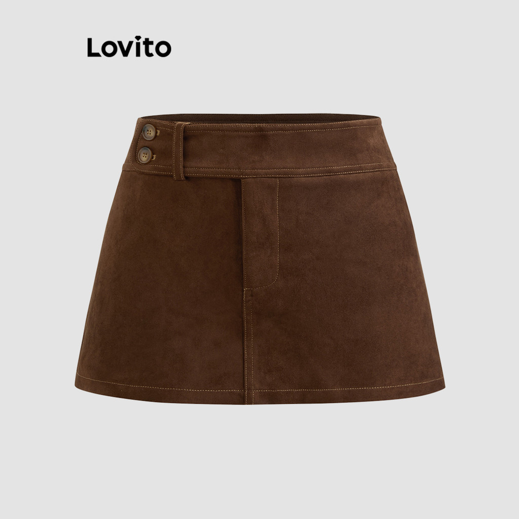 Lovito Saia Casual Feminina Saia De Renda Lisa Com Laço Verão/primavera L114AD600 em Oferta na Shopee