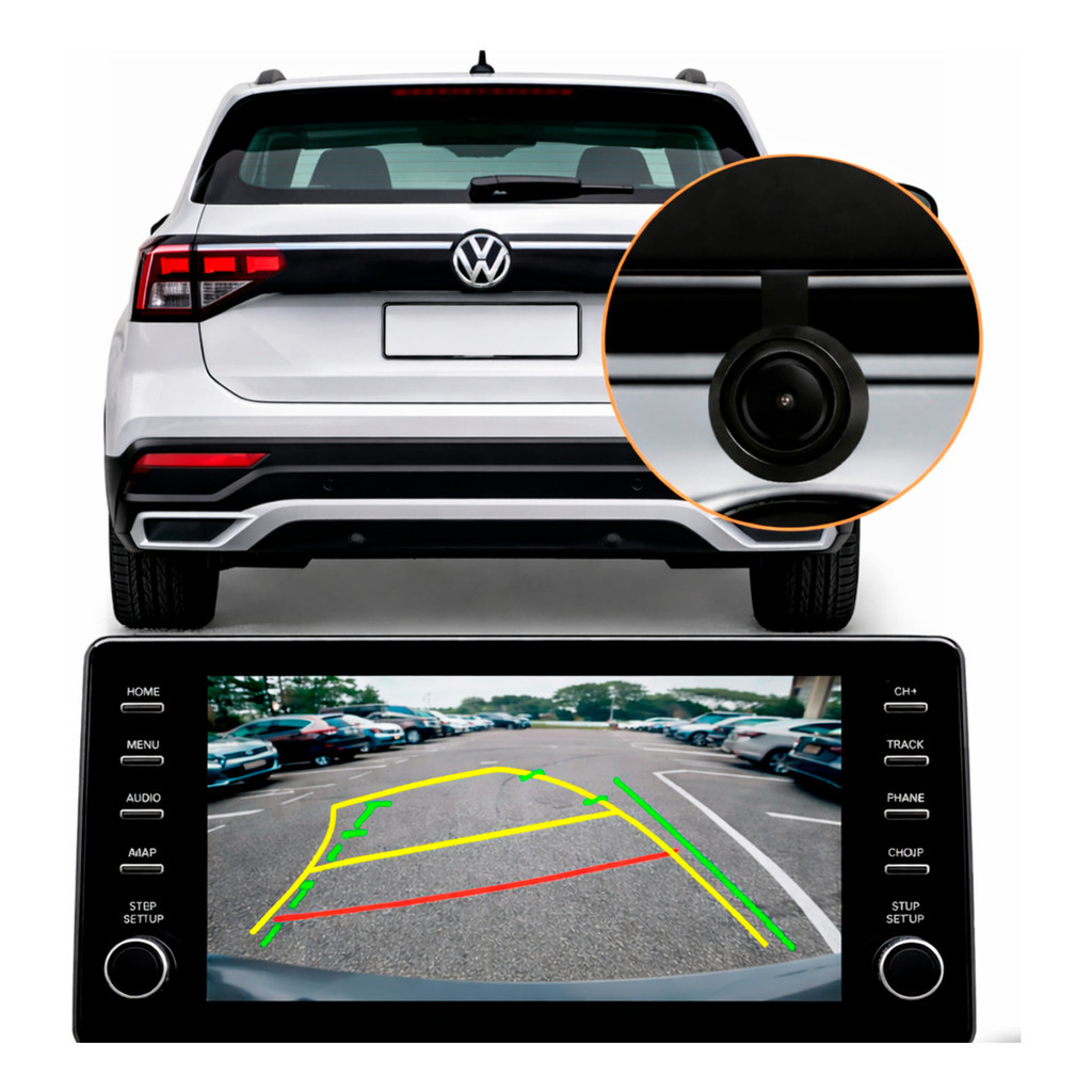 Câmera Ré Automotiva KX3 HD 720P Lente 150° Dupla Função