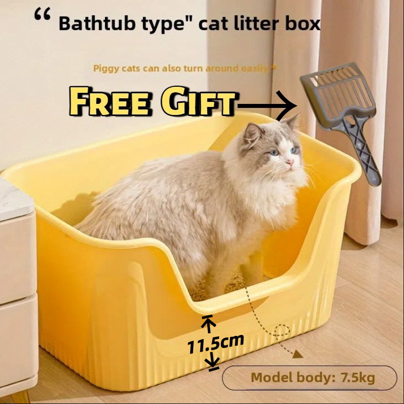 Caixa de areia alta para gato grande Gigante Bandeja Areia Gato Caixa de areia para gatos semifechada