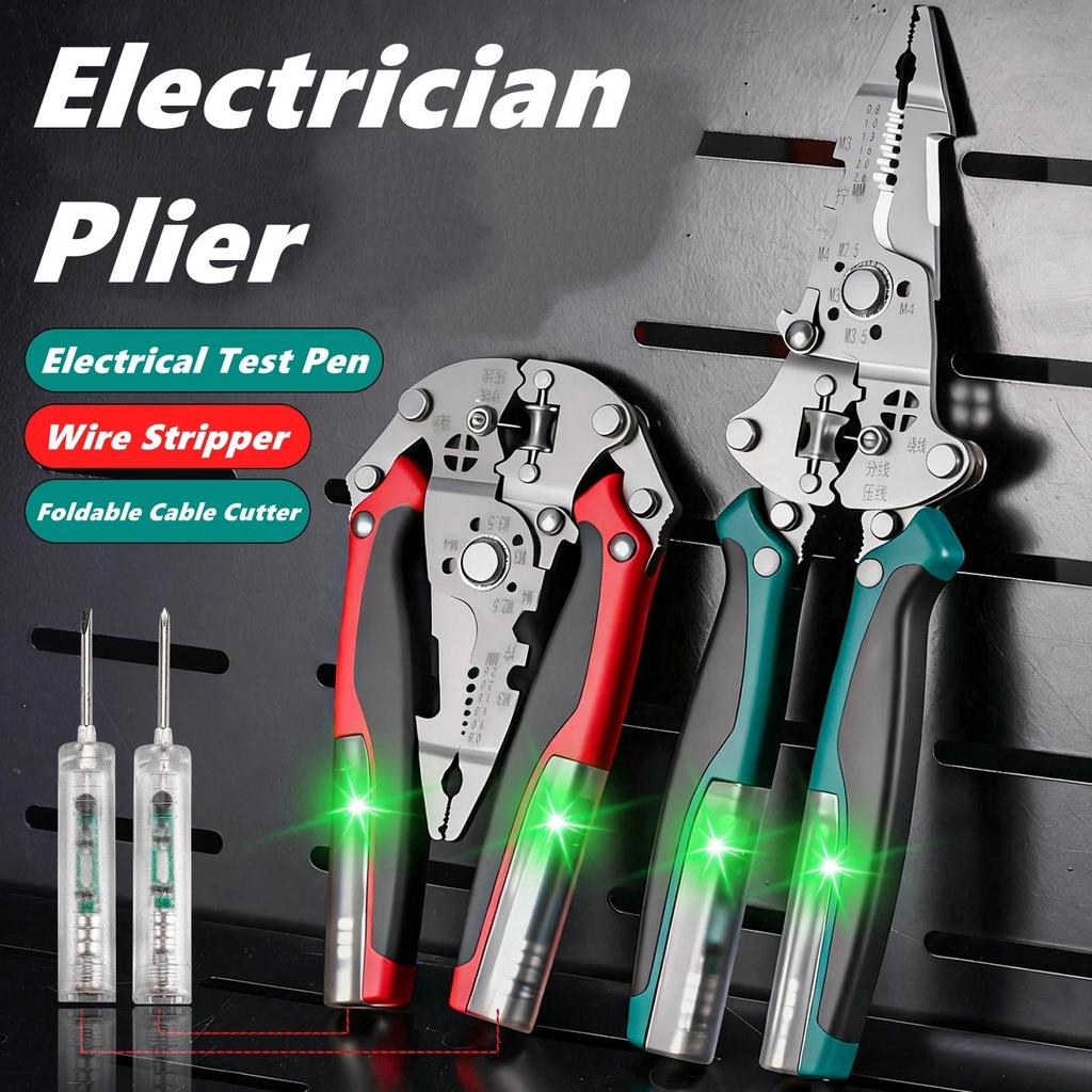 Descascador De Fio Dobráveis Com Detector De Tensão , Alicate Multifuncional Para Descascar Fios Cortar E Puxa em Oferta na Shopee