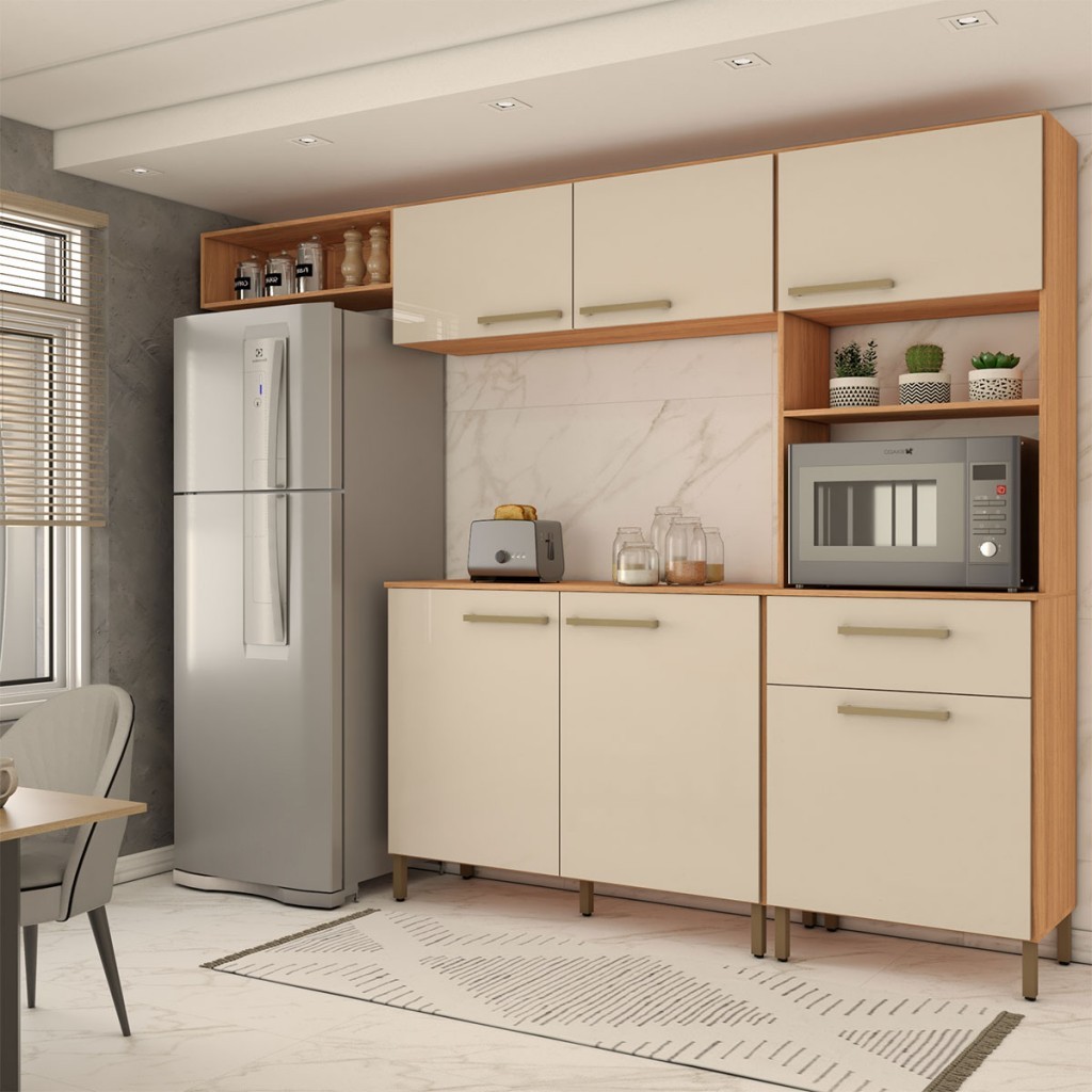 Cozinha Compacta Manu 6 Portas 1 Gaveta - Panorama Móveis em Oferta na Shopee