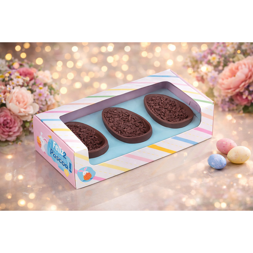 5 CAIXA P/ OVO DE PÁSCOA 3X50G TRIO  C/VISOR 4731 (PASCOA IDEIA OUTLET) ECP 10 em Oferta na Shopee
