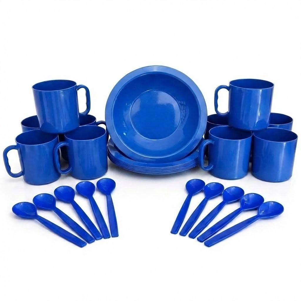 Kit 10 Canecas 400ml 10 Pratos Fundo 22cm 10 Colheres Plástico Reutilizável Colorido em Oferta na Shopee