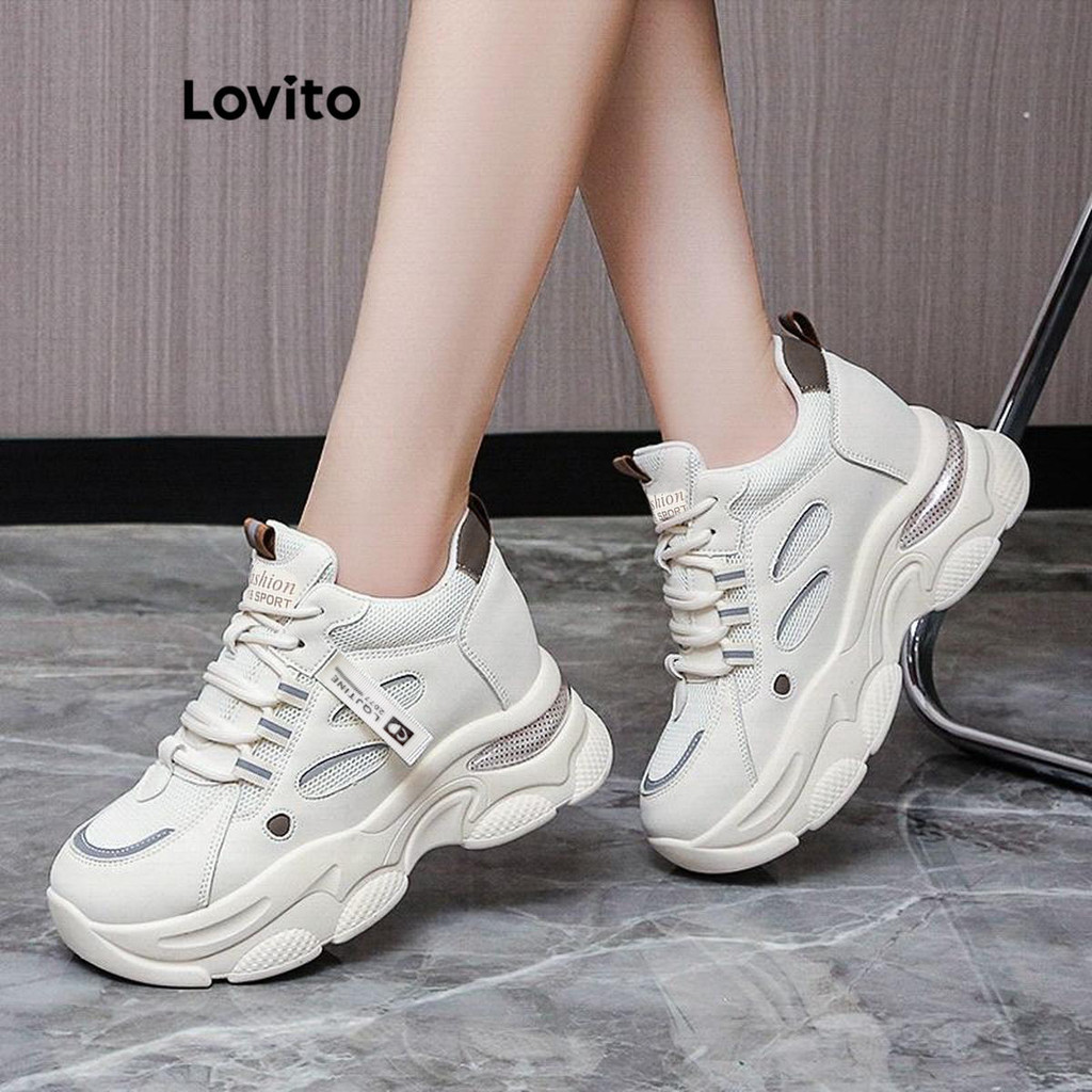 Lovito Sapatos casuais lisos para pai tênis respirável para mulheres LFA67248 em Oferta na Shopee