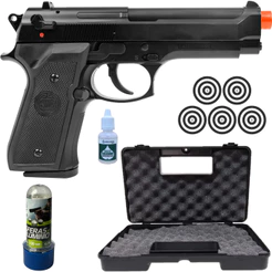 Combos Pistola de Pressão Beretta M92 Rossi Esfera de Alumínio Spring 6mm + Acessórios + Esfera de alumínio + Maleta
