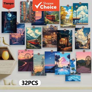 32 Pcs ART STREET VIEW Cartão Postal E MINI Conjunto De Adesivos De Parede DIY VINTAGE WALL SCRAPBOOK Cartões De Correio