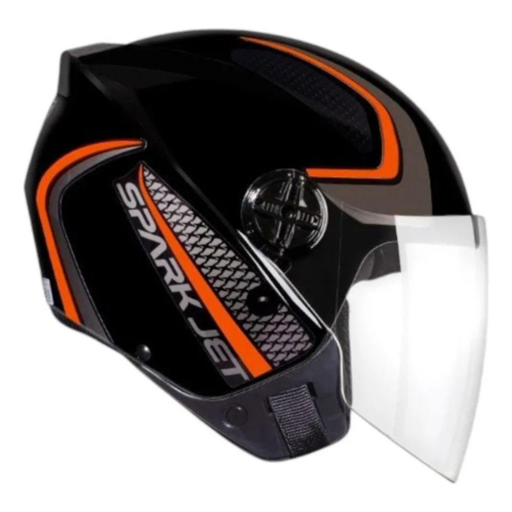 Capacete Ebf Spark Jet Speed Preto Laranja em Oferta na Shopee