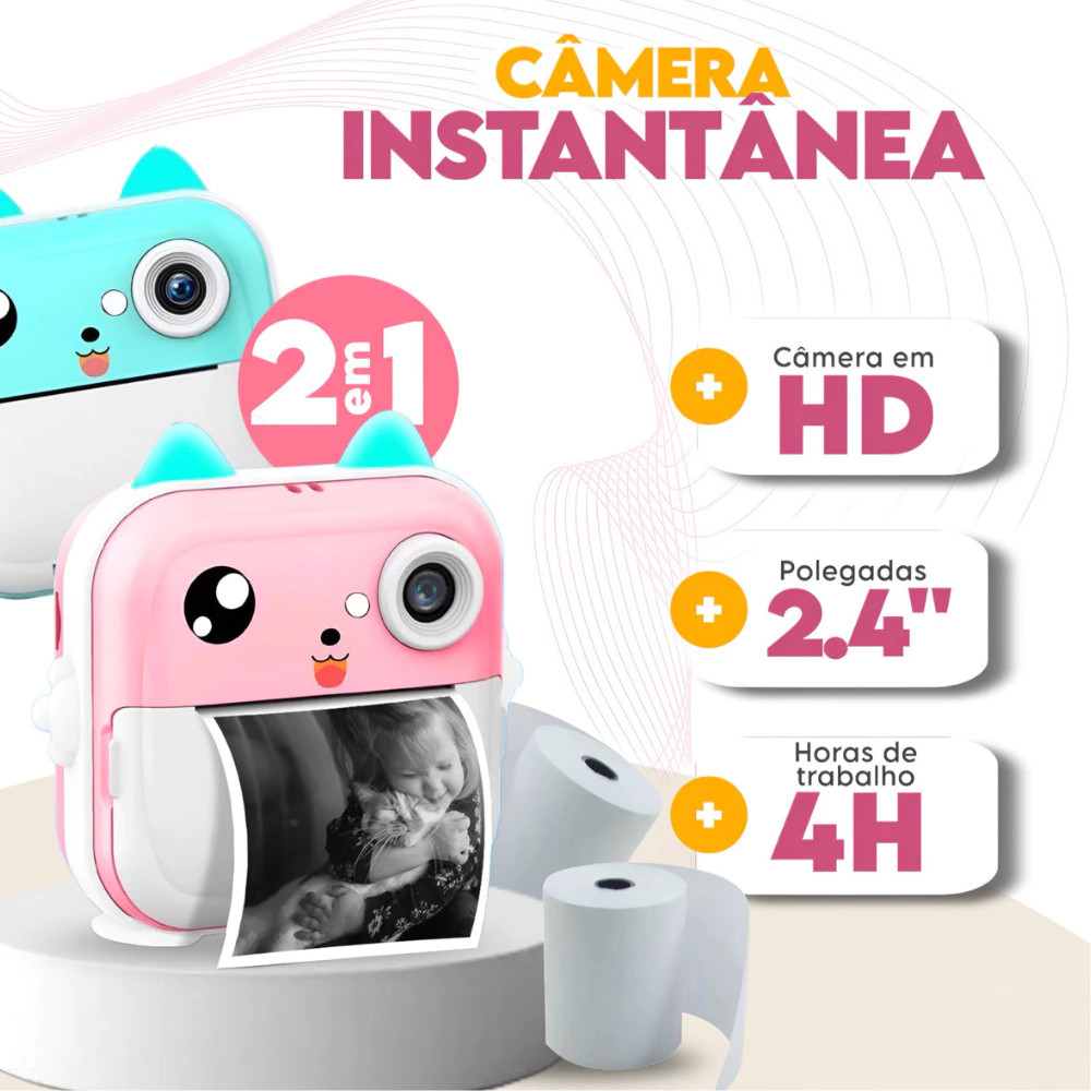 Câmera De Impressão Instantânea Para Crianças Vídeo Fotografia Digital Fotográfica Toy Mini Impressora Térmica Boy Girls