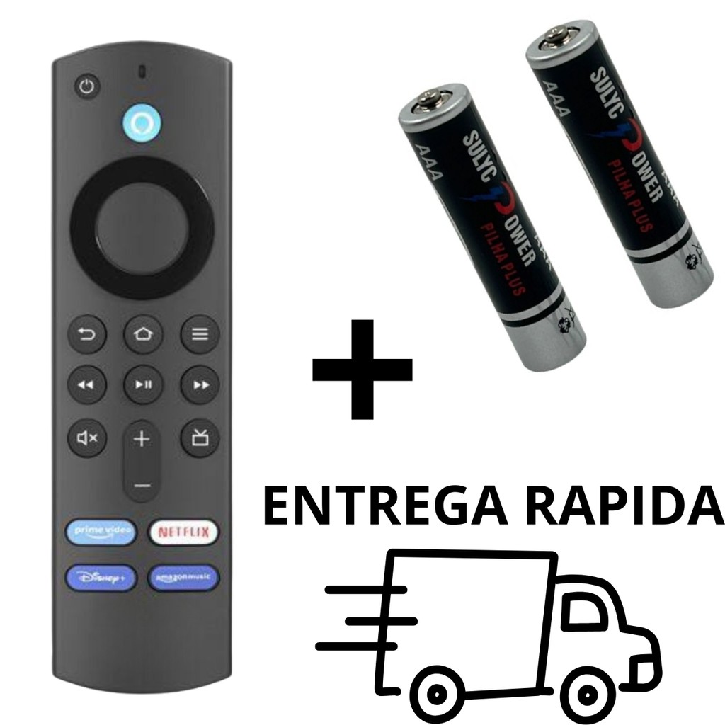 Controle Remoto de Voz Smart 4K MAX Lite Fire Cube para Fire Stick TV 3ª Geração Compatível com Alexa