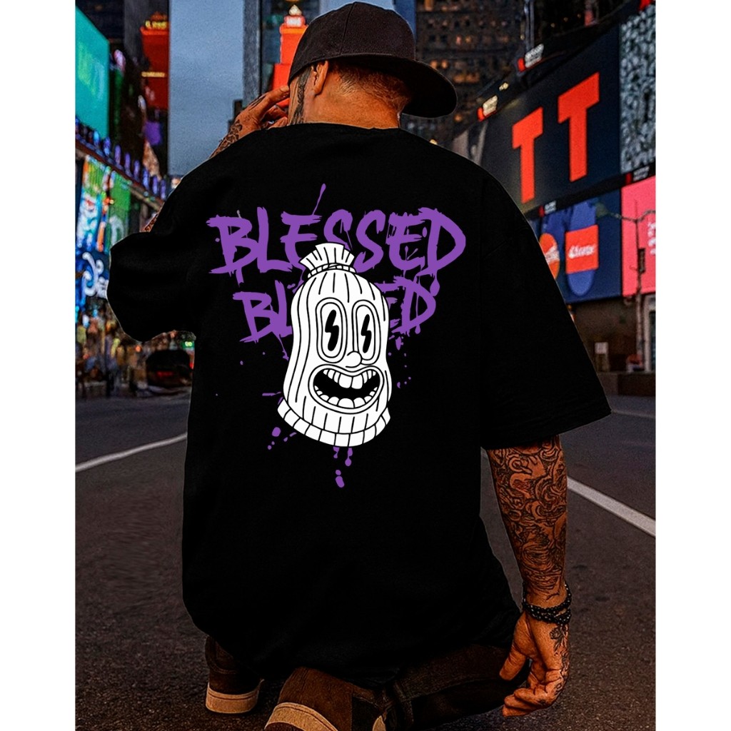 Camiseta  Oversized confortavel Camiseta Blessed Streetwear Oversized Unissex Estampa Blessed Camisa 100% Algodão Pentea