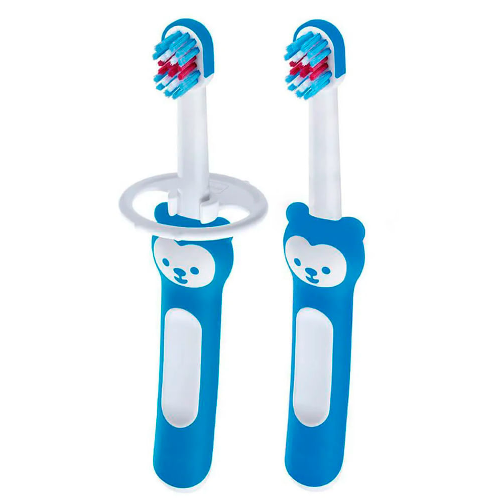 Escova de Dente MAM Baby’s Brush 6+ Meses Azul 2 Unidades em Oferta na Shopee